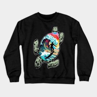 Turtle and Surfer Sunset Beach Crewneck Sweatshirt